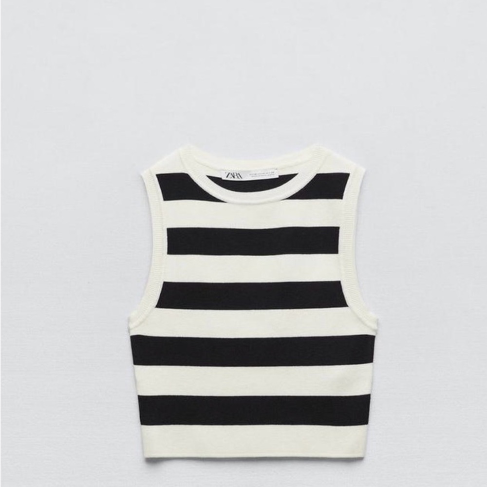 Zara Monochrome Striped Sleeveless Top